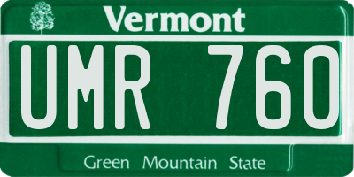 VT license plate UMR760