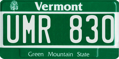 VT license plate UMR830