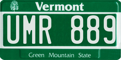 VT license plate UMR889
