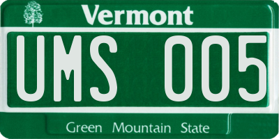 VT license plate UMS005