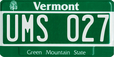 VT license plate UMS027