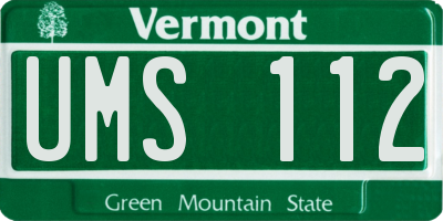 VT license plate UMS112