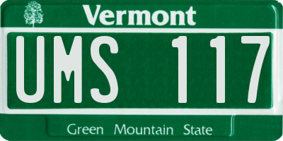 VT license plate UMS117