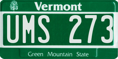 VT license plate UMS273