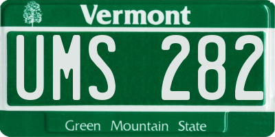 VT license plate UMS282
