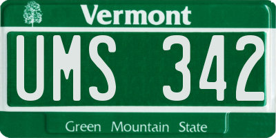 VT license plate UMS342