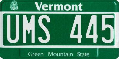VT license plate UMS445