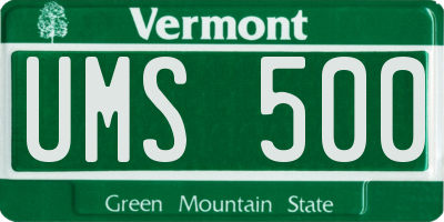 VT license plate UMS500