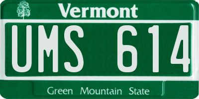 VT license plate UMS614