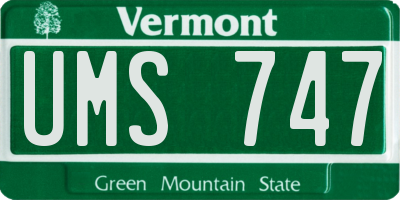 VT license plate UMS747