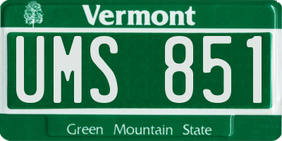 VT license plate UMS851