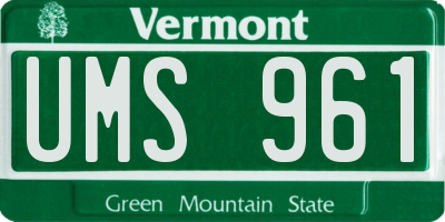 VT license plate UMS961