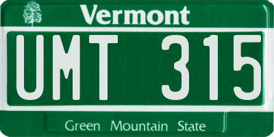 VT license plate UMT315