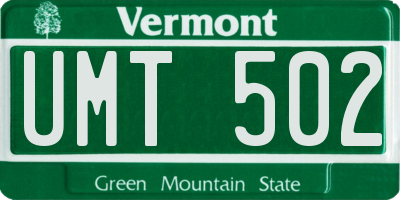 VT license plate UMT502