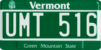 VT license plate UMT516