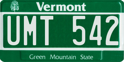 VT license plate UMT542