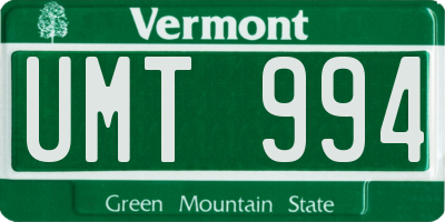 VT license plate UMT994