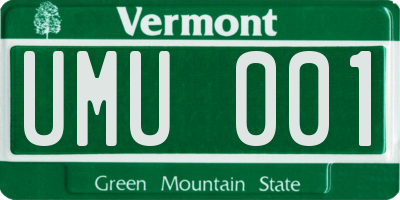 VT license plate UMU001