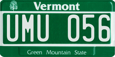 VT license plate UMU056