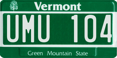 VT license plate UMU104
