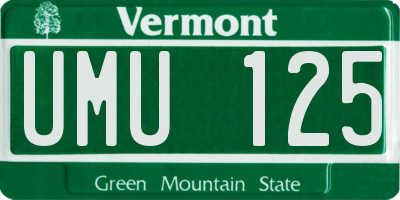 VT license plate UMU125