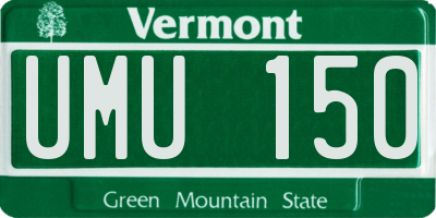 VT license plate UMU150