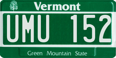 VT license plate UMU152