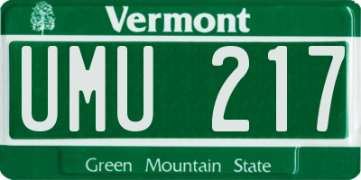 VT license plate UMU217