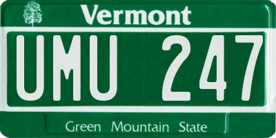 VT license plate UMU247