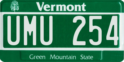 VT license plate UMU254