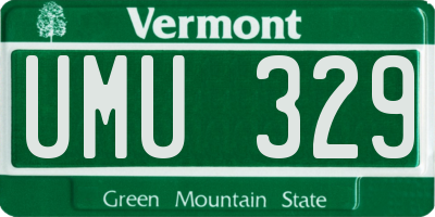 VT license plate UMU329