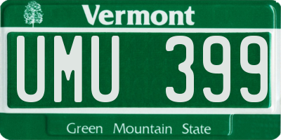 VT license plate UMU399