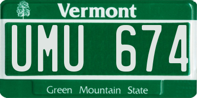 VT license plate UMU674