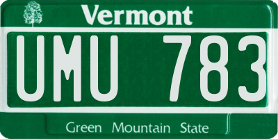 VT license plate UMU783