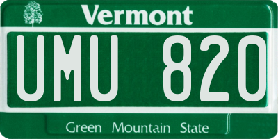 VT license plate UMU820