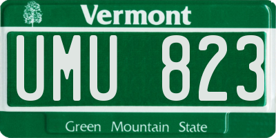 VT license plate UMU823