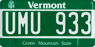 VT license plate UMU933