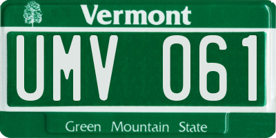 VT license plate UMV061