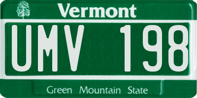 VT license plate UMV198