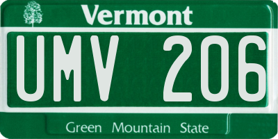 VT license plate UMV206