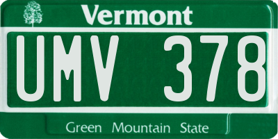 VT license plate UMV378