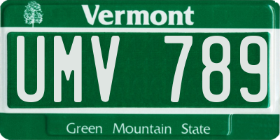VT license plate UMV789