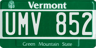 VT license plate UMV852