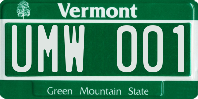 VT license plate UMW001