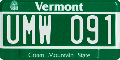 VT license plate UMW091