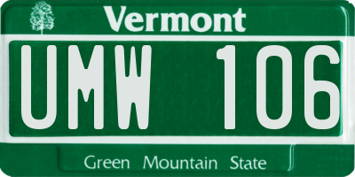 VT license plate UMW106