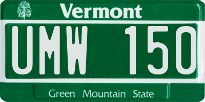 VT license plate UMW150