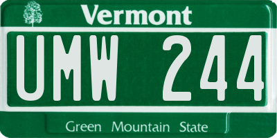 VT license plate UMW244