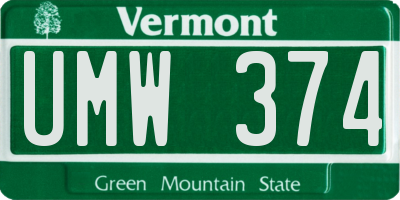 VT license plate UMW374