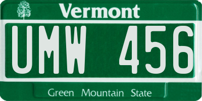 VT license plate UMW456